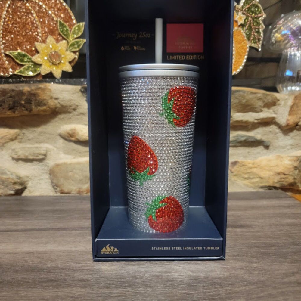 Strawberry Strawberries Hydrapeak Rhinestone Tumbler Sparkle Cup